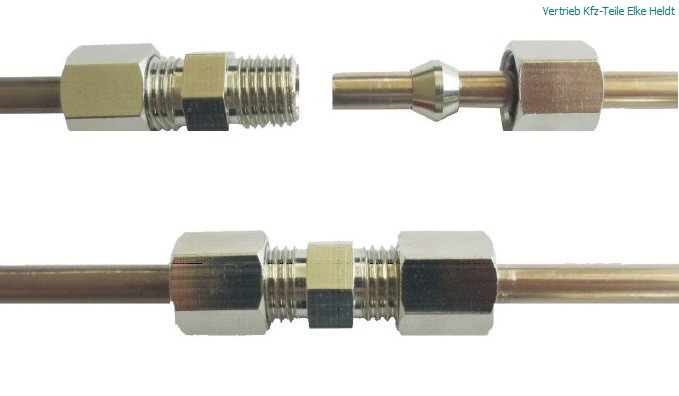 10x Bremsleitungsverbinder Bremsleitung Reparatur 6 mm Schneidring  Verbinder ohne bördeln