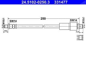 Ate Bremsschlauch [Hersteller-Nr. 24.5102-0250.3] für Audi