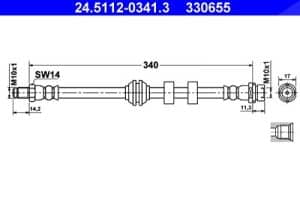 Ate Bremsschlauch [Hersteller-Nr. 24.5112-0341.3] für Ford