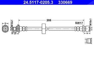 Ate Bremsschlauch [Hersteller-Nr. 24.5117-0205.3] für Saab