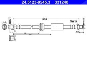 Ate Bremsschlauch [Hersteller-Nr. 24.5123-0545.3] für Mercedes-Benz