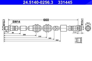 Ate Bremsschlauch [Hersteller-Nr. 24.5140-0256.3] für Mercedes-Benz