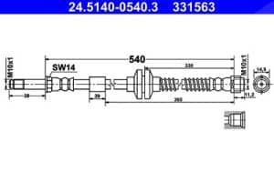 Ate Bremsschlauch [Hersteller-Nr. 24.5140-0540.3] für VW