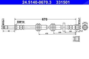 Ate Bremsschlauch [Hersteller-Nr. 24.5140-0670.3] für Audi