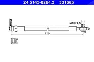 Ate Bremsschlauch [Hersteller-Nr. 24.5143-0264.3] für Seat