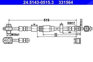 Ate Bremsschlauch [Hersteller-Nr. 24.5143-0515.3] für Seat