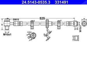 Ate Bremsschlauch [Hersteller-Nr. 24.5143-0535.3] für Mercedes-Benz