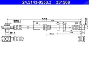 Ate Bremsschlauch [Hersteller-Nr. 24.5143-0553.3] für Audi