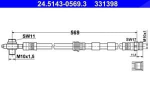 Ate Bremsschlauch [Hersteller-Nr. 24.5143-0569.3] für Audi