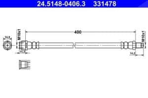 Ate Bremsschlauch [Hersteller-Nr. 24.5148-0406.3] für Mercedes-Benz