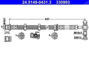 Ate Bremsschlauch [Hersteller-Nr. 24.5149-0431.3] für Land Rover
