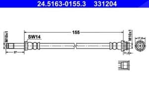 Ate Bremsschlauch [Hersteller-Nr. 24.5163-0155.3] für Ford