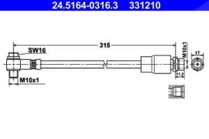Ate Bremsschlauch [Hersteller-Nr. 24.5164-0316.3] für Ford