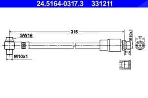 Ate Bremsschlauch [Hersteller-Nr. 24.5164-0317.3] für Ford