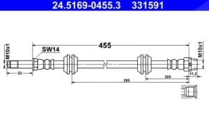 Ate Bremsschlauch [Hersteller-Nr. 24.5169-0455.3] für BMW