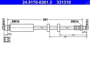 Ate Bremsschlauch [Hersteller-Nr. 24.5170-0361.3] für Volvo