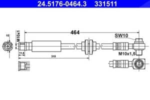 Ate Bremsschlauch [Hersteller-Nr. 24.5176-0464.3] für Opel