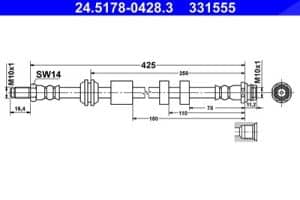 Ate Bremsschlauch [Hersteller-Nr. 24.5178-0428.3] für Volvo