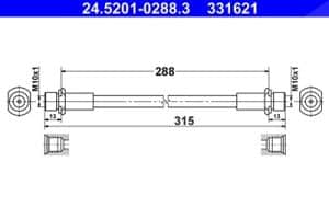 Ate Bremsschlauch [Hersteller-Nr. 24.5201-0288.3] für Toyota