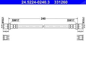 Ate Bremsschlauch [Hersteller-Nr. 24.5224-0240.3] für Porsche