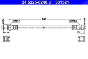 Ate Bremsschlauch [Hersteller-Nr. 24.5225-0240.3] für Porsche