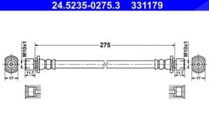 Ate Bremsschlauch [Hersteller-Nr. 24.5235-0275.3] für Toyota