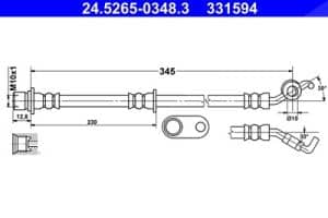Ate Bremsschlauch [Hersteller-Nr. 24.5265-0348.3] für Toyota