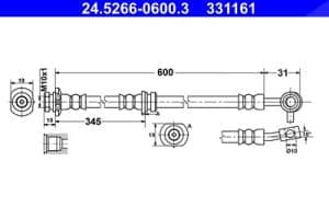Ate Bremsschlauch [Hersteller-Nr. 24.5266-0600.3] für Nissan