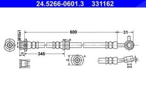 Ate Bremsschlauch [Hersteller-Nr. 24.5266-0601.3] für Nissan