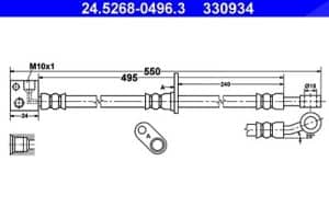 Ate Bremsschlauch [Hersteller-Nr. 24.5268-0496.3] für Honda