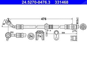 Ate Bremsschlauch [Hersteller-Nr. 24.5270-0476.3] für Honda