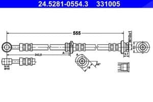 Ate Bremsschlauch [Hersteller-Nr. 24.5281-0554.3] für Nissan