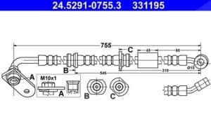 Ate Bremsschlauch [Hersteller-Nr. 24.5291-0755.3] für Suzuki