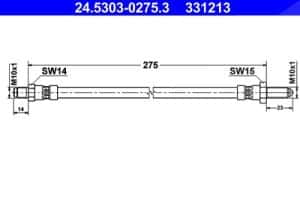 Ate Bremsschlauch [Hersteller-Nr. 24.5303-0275.3] für Saab