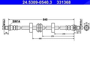 Ate Bremsschlauch [Hersteller-Nr. 24.5309-0540.3] für Ford