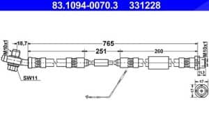 Ate Bremsschlauch [Hersteller-Nr. 83.1094-0070.3] für Land Rover