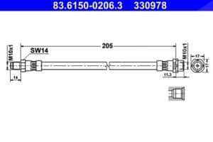 Ate Bremsschlauch [Hersteller-Nr. 83.6150-0206.3] für BMW