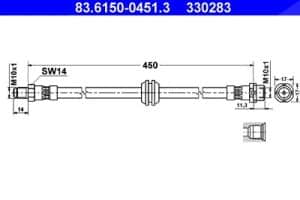 Ate Bremsschlauch [Hersteller-Nr. 83.6150-0451.3] für BMW