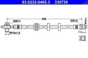 Ate Bremsschlauch [Hersteller-Nr. 83.6232-0465.3] für VW