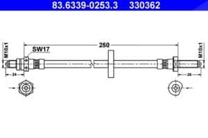 Ate Bremsschlauch [Hersteller-Nr. 83.6339-0253.3] für Ford