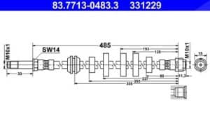 Ate Bremsschlauch [Hersteller-Nr. 83.7713-0483.3] für Audi