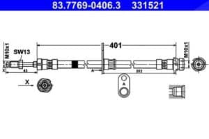 Ate Bremsschlauch [Hersteller-Nr. 83.7769-0406.3] für Ford
