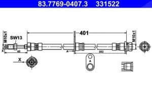 Ate Bremsschlauch [Hersteller-Nr. 83.7769-0407.3] für Ford