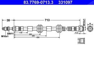 Ate Bremsschlauch [Hersteller-Nr. 83.7769-0713.3] für Porsche