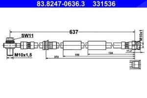 Ate Bremsschlauch [Hersteller-Nr. 83.8247-0636.3] für Audi