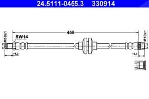 Ate Bremsschlauch Vorderachse [Hersteller-Nr. 24.5111-0455.3] für Renault