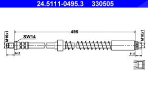 Ate Bremsschlauch Vorderachse [Hersteller-Nr. 24.5111-0495.3] für Peugeot