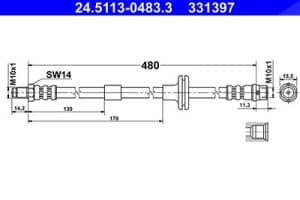 Ate Bremsschlauch Vorderachse [Hersteller-Nr. 24.5113-0483.3] für Mercedes-Benz