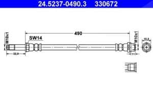 Ate Bremsschlauch Vorderachse [Hersteller-Nr. 24.5237-0490.3] für Mercedes-Benz