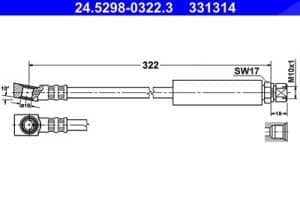 Ate Bremsschlauch Vorderachse rechts [Hersteller-Nr. 24.5298-0322.3] für Opel